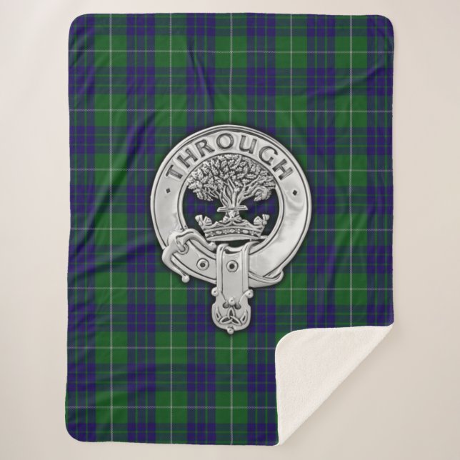 Clan Hamilton Crest & Hunting Tartan Sherpa Blanket (Front)