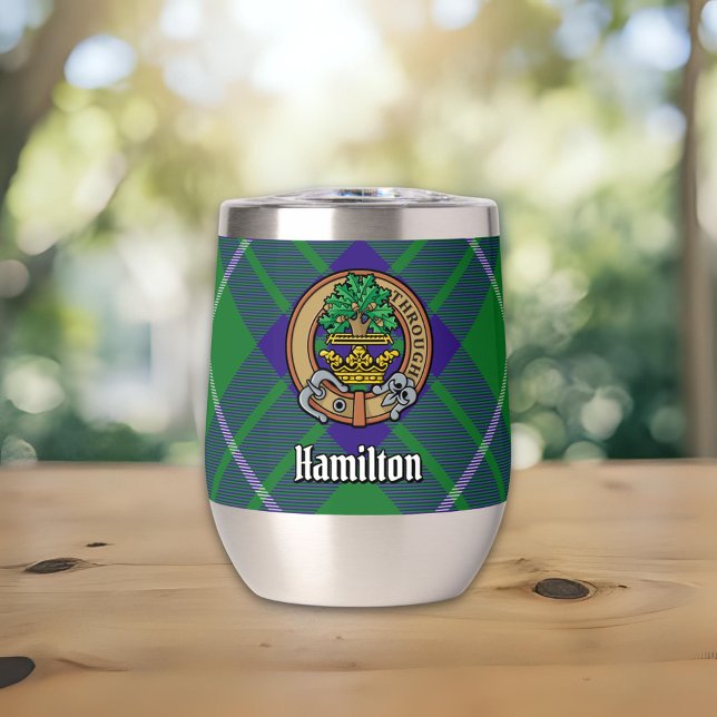 Clan Hamilton Crest over Hunting Tartan (Creator Uploaded)