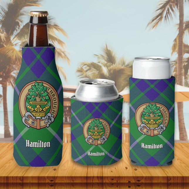 Clan Hamilton Crest over Hunting Tartan Bottle Cooler (Creator Uploaded)