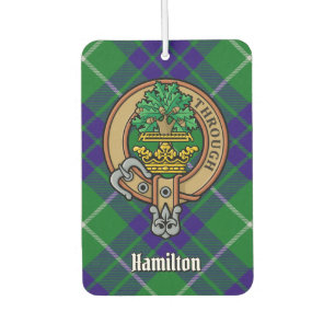 Clan Hamilton Crest over Hunting Tartan Car Air Freshener