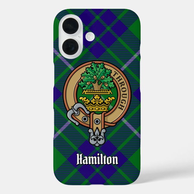 Clan Hamilton Crest over Hunting Tartan Case-Mate iPhone Case (Back)