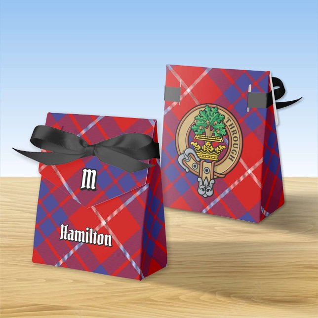 Clan Hamilton Crest over Red Tartan Favour Box (Creator Uploaded)