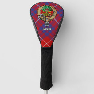 Clan Hamilton Crest over Red Tartan Golf Head Cover