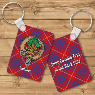 Clan Hamilton Crest over Red Tartan Keychain