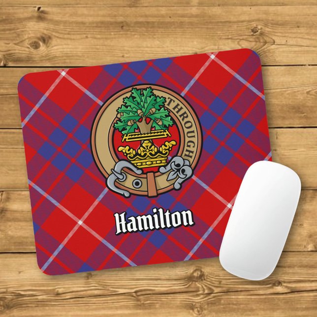 Clan Hamilton Crest over Red Tartan Mouse Mat (Creator Uploaded)