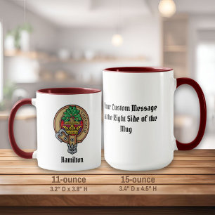 Clan Hamilton Crest over Red Tartan Mug