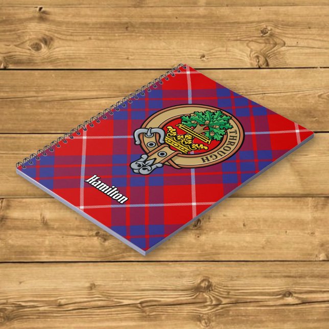 Clan Hamilton Crest over Red Tartan Notebook (Creator Uploaded)