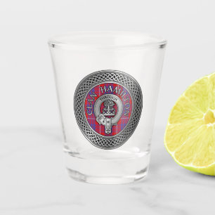 Clan Hamilton Crest & Tartan Knot Shot Glass