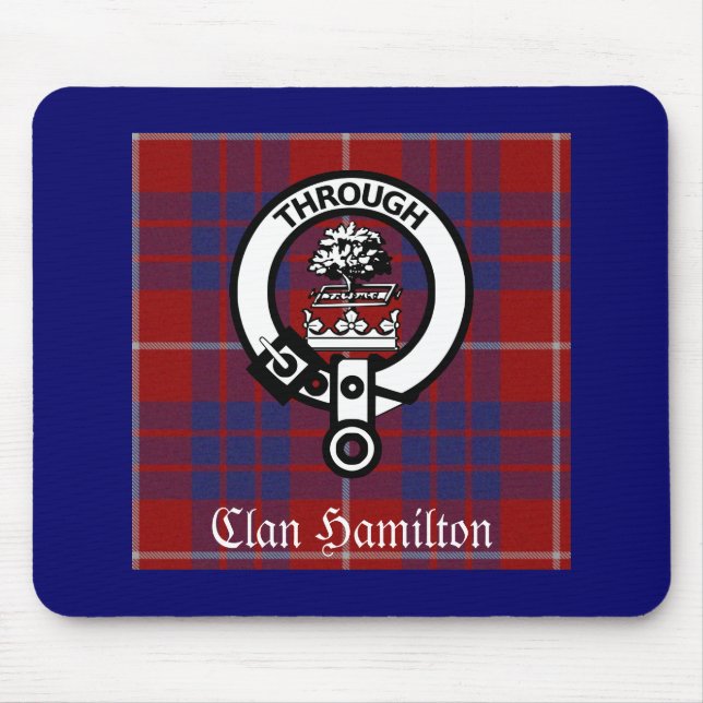 Clan Hamilton Crest & Tartan Mouse Mat (Front)