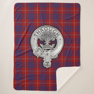 Clan Hamilton Crest & Tartan Sherpa Blanket