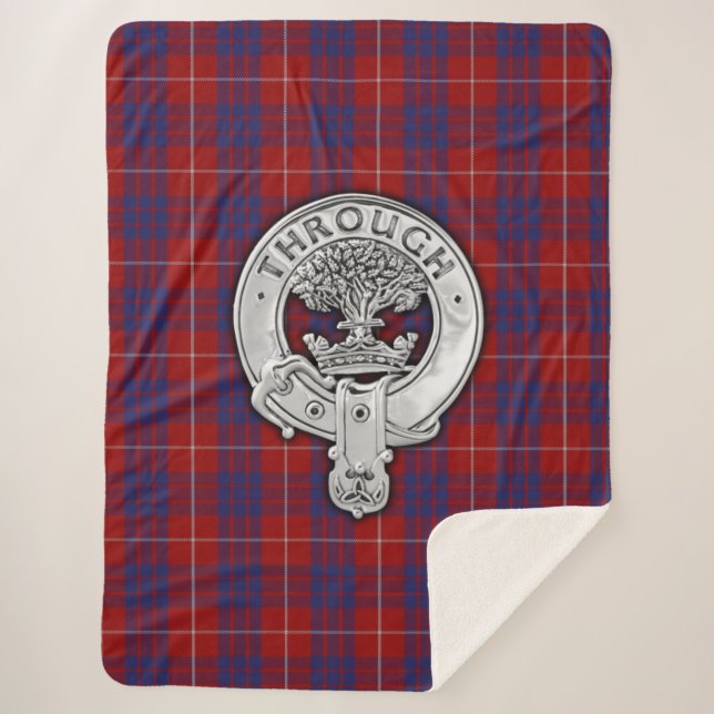 Clan Hamilton Crest & Tartan Sherpa Blanket (Front)