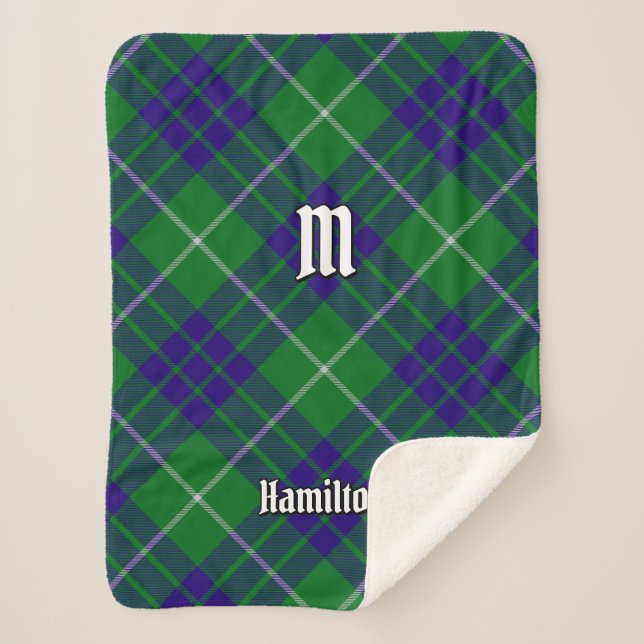 Clan Hamilton Hunting Tartan Sherpa Blanket (Front)