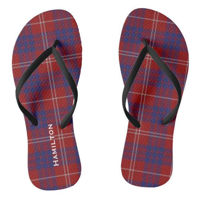Clan Hamilton Plaid Personalised Flip Flops (Footbed)