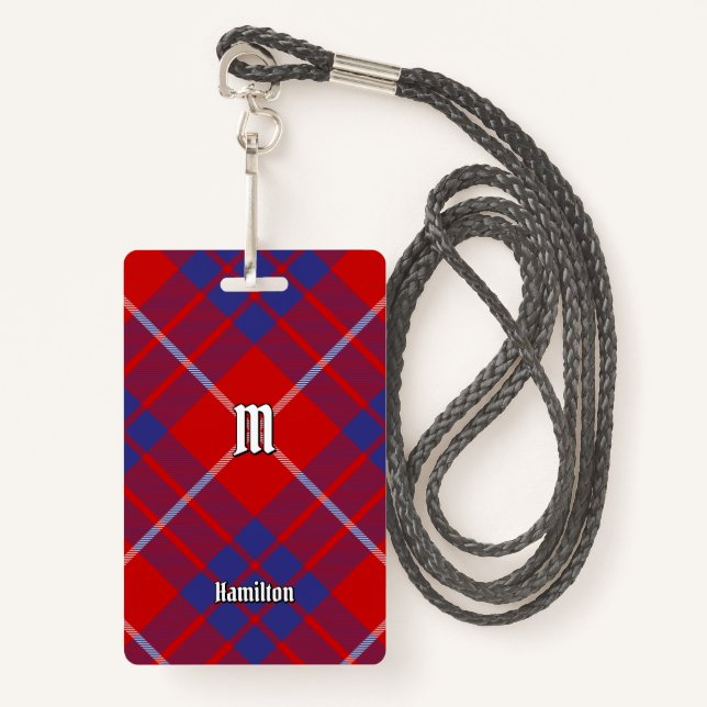 Clan Hamilton Red Tartan Badge ID Badge (Front with Lanyard)