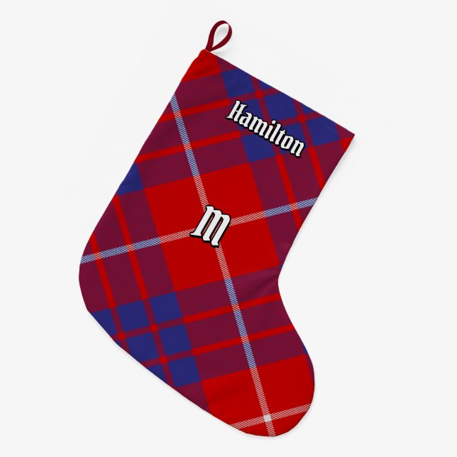 Clan Hamilton Red Tartan Christmas Stocking (Front (Hanging))