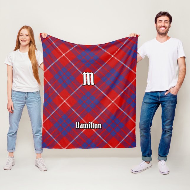 Clan Hamilton Red Tartan Fleece Blanket (In Situ)