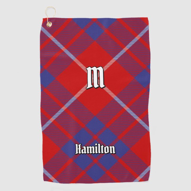 Clan Hamilton Red Tartan Golf Towel (Front)