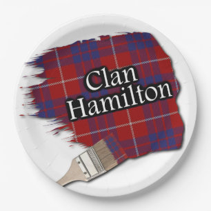 Clan Hamilton Scottish Tartan Paint Brush Paper Plate