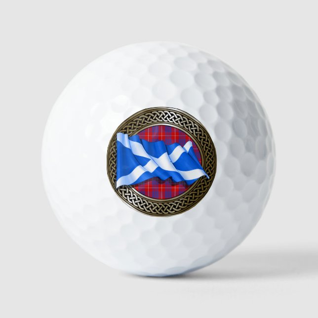 Clan Hamilton Tartan Knot & Flag Golf Balls (Front)