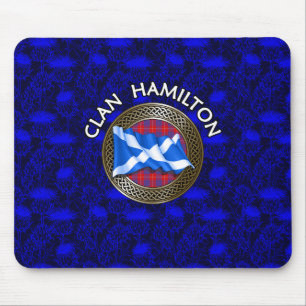 Clan Hamilton Tartan Knot & Flag Mouse Mat