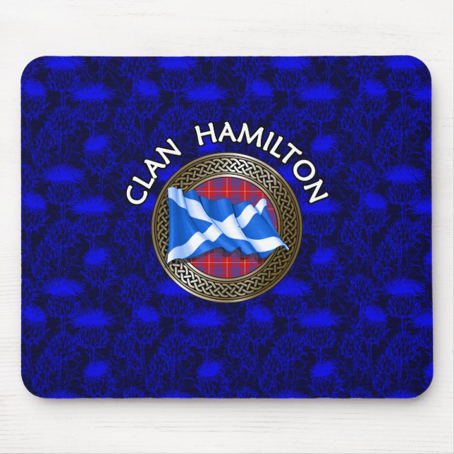 Clan Hamilton Tartan Knot & Flag Mouse Mat (Front)
