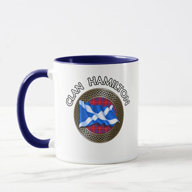 Clan Hamilton Tartan Knot & Flag Mug (Left)