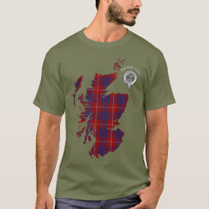 Clan Hamilton Tartan Map & Crest T-Shirt