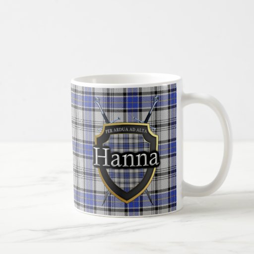 Clan Hanna Hannay Tartan Shield Crossed Swords Coffee Mug