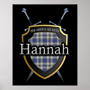 Clan Hannah Hannay Tartan Shield & Swords Print