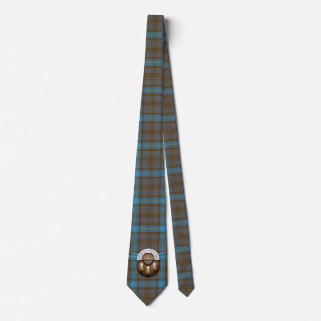 Clan Hannah Tartan And Sporran Tie (Front)