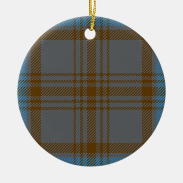 Clan Hannah Tartan Ceramic Tree Decoration (Front)