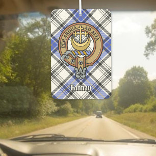 Clan Hannay Crest over Tartan Car Air Freshener
