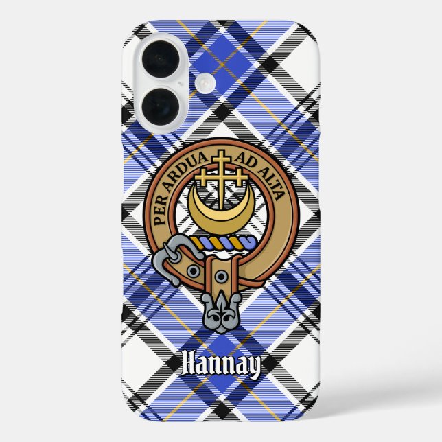 Clan Hannay Crest over Tartan Case-Mate iPhone Case (Back)