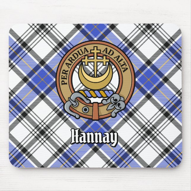 Clan Hannay Crest over Tartan Mouse Mat (Front)