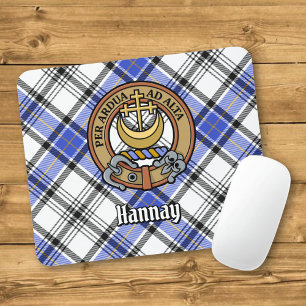 Clan Hannay Crest over Tartan Mouse Mat