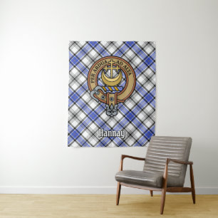 Clan Hannay Crest over Tartan Tapestry