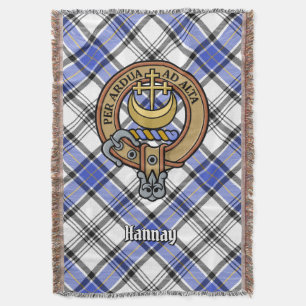 Clan Hannay Crest over Tartan Throw Blanket