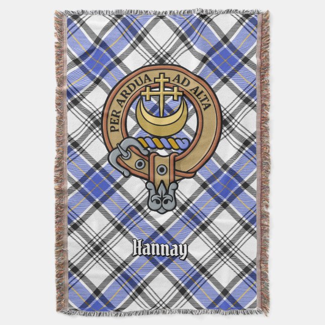 Clan Hannay Crest over Tartan Throw Blanket (Front Vertical)