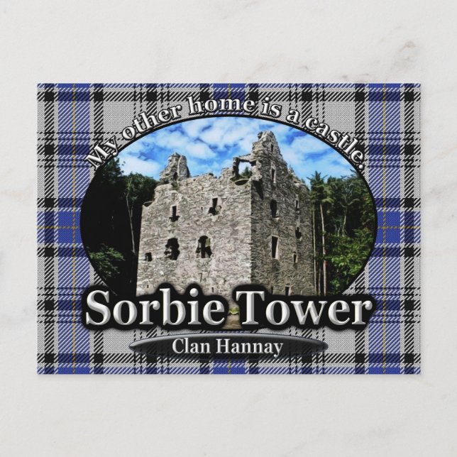 Clan Hannay Tartan Sorbie Tower Scotland Postcard (Front)