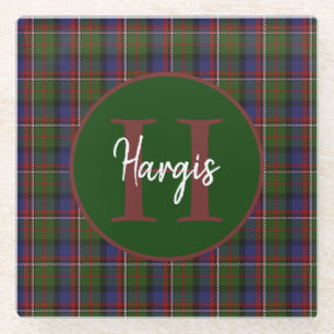 Clan Hargis Monogrammed  Glass Coaster