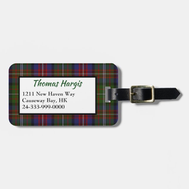 Clan Hargis Tartan Plaid Luggage Tag (Front Horizontal)