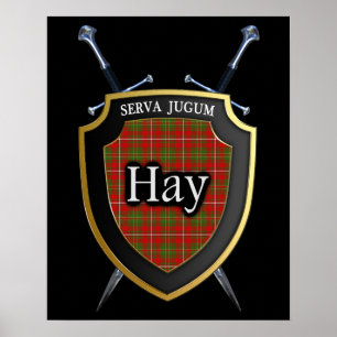 Clan Hay Tartan Scottish Shield & Swords Poster
