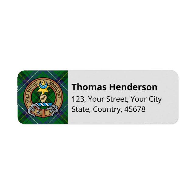 Clan Henderson Crest over Tartan (Front)