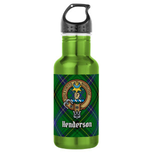 Clan Henderson Crest over Tartan 532 Ml Water Bottle
