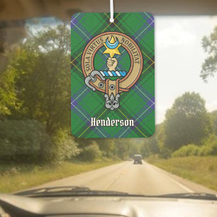 Clan Henderson Crest over Tartan Car Air Freshener