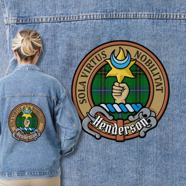 Clan Henderson Crest over Tartan Denim Jacket (Creator Uploaded)