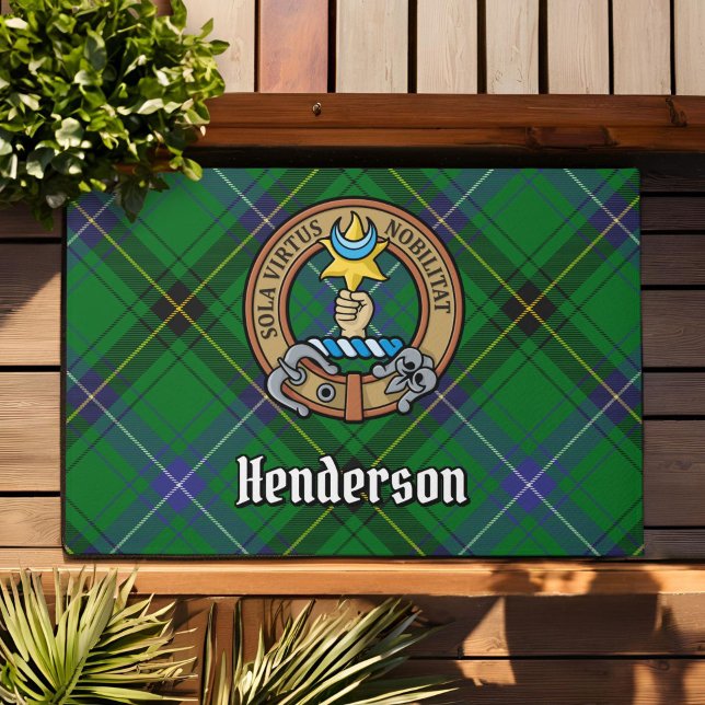 Clan Henderson Crest over Tartan Doormat (Creator Uploaded)