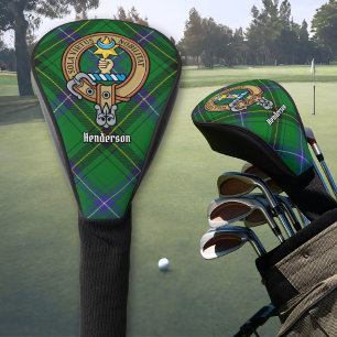 Clan Henderson Crest over Tartan Golf Head Cover
