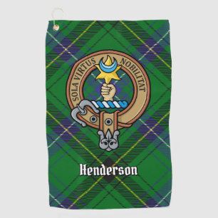 Clan Henderson Crest over Tartan Golf Towel