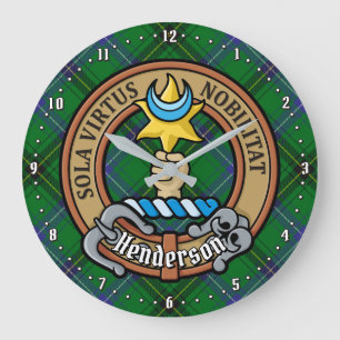 Clan Henderson Crest over Tartan Large Clock